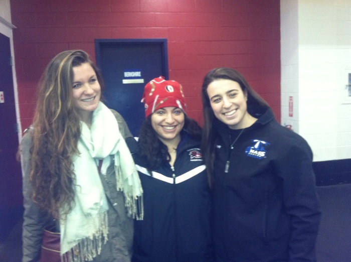 Young alums came to watch the girls in action: Halle K, Franny P, and Alexa C. 