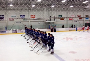 Lined up for the National Anthems before the Stanstead game