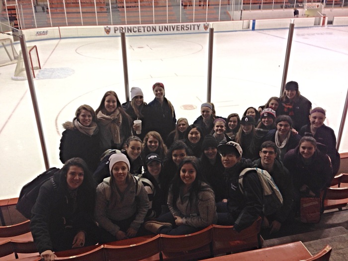 The Northwood Girls' Hockey team with Northwood alum, Danny Paolillo, in Baker Arena at Princeton University