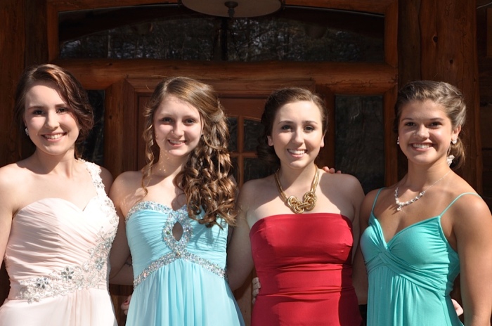 Saara, Ashley, Maddie, and Sara at prom